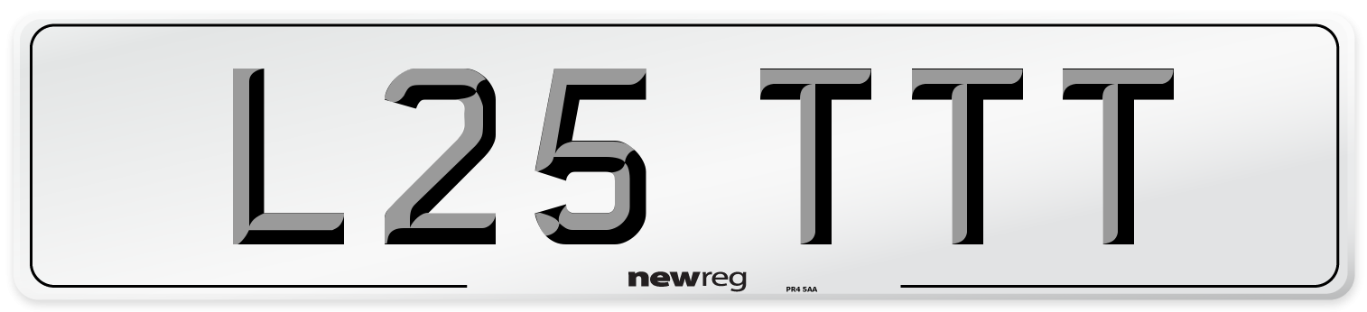 L25 TTT Number Plate from New Reg
